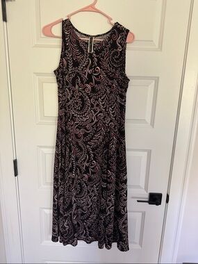 Julian Taylor Sleeveless Black printed Paisley Midi Dress